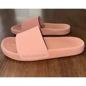 Lululemon Restfeel Recovery Slides Peach Comfort Sandals Plush Strap Women’s 10
